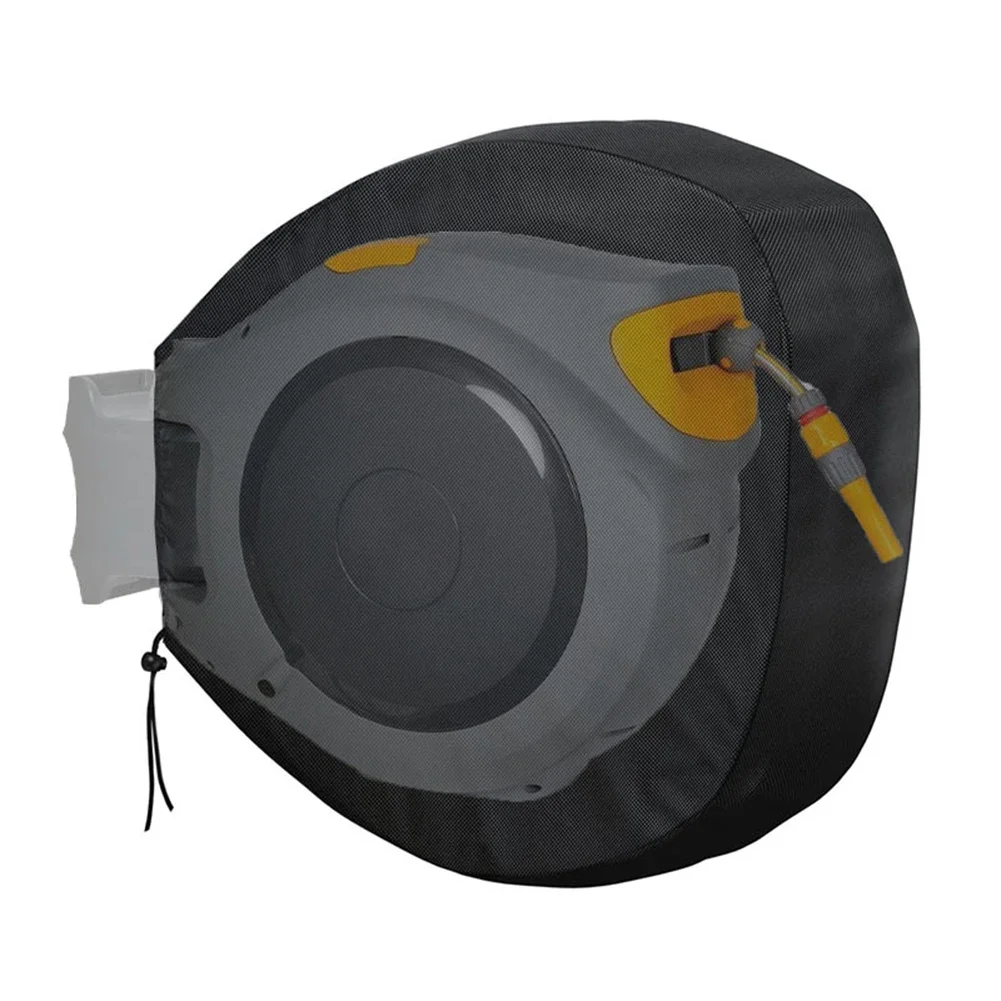 

Practical Garden Hose Reel Cover Protection Tool Waterproof 165g 420D 55*55*30cm Black Retractable Silver Coated