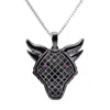 VANAXIN Iced Out Men's Hip Hop Wolf Head Pendant Animal Necklace CZ Zircon Rock Punk Rapper Black Gun Jewelry Gift 2