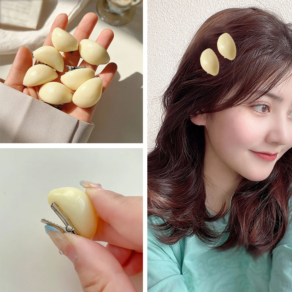 

2022 Fashion Mini Simulation Garlic Hair Clip Bangs Clip Cute Side Clip Vintage Funny Food Hairpin Hair Accessories For Women