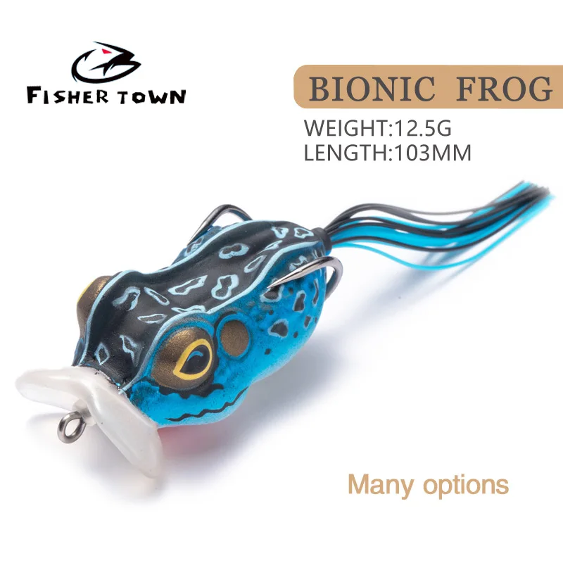 

1-piece set of fishing soft toad, frog, bass bait, 10mm, 12.5g hollow body water frog fishing tool, double hook soft frog shaped