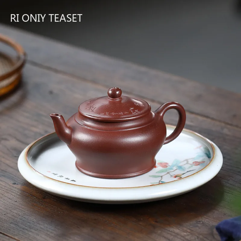 

230ml Chinese Yixing Purple Clay Teapots Famous Handmade Tea Pot Raw Ore Dragon Blood Sand Beauty Kettle Zisha Tea Set Teaware