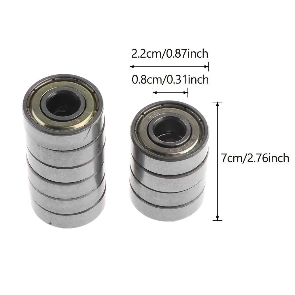 Set of 10 Longboard 608zz (ABEC 7) Skateboard Ball Bearings Roller Skate