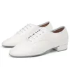 DKZSYIM Men's Latin Dance Shoes Leather Ballroom Modern Tango Dance Shoes For Boys Lace-Up Teachers Dance Sneaker Heels 2CM 2