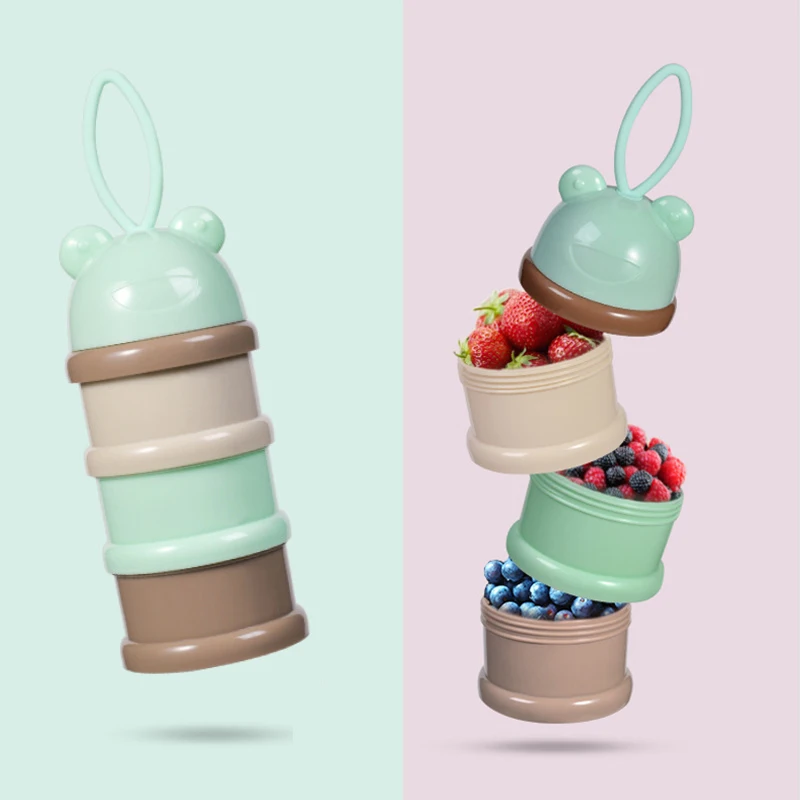 3-layers Food Container Style Portable Baby Formula Milk Storage Essential Cereal Cartoon Infant Toddle Powder Container baby food storage containers,portable food storage box,baby milk powder dispenser