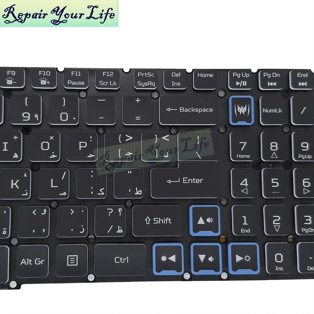 Teclado Retroiluminado Árabe ar Acer Nitro Gaming Laptop Inglês Novo An51554 An51543 An517-51 An517-52 An515-55 An715-52 - Imagem 4
