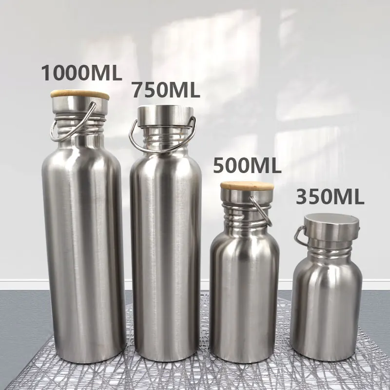 Sports Water Bottle Sports Bottle Water Bottle Stainless Steel Water Bottle 1000ml Bamboo Lid Sports Flasks Travel Cycling Hiking Camping Bottles BPA Free