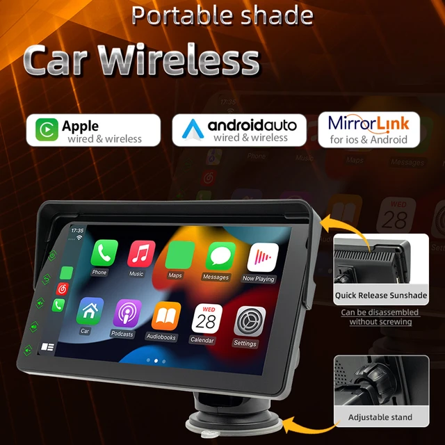 CarPlay sans Fil Ecran Voiture Android Auto Wireless, 7 Pouces