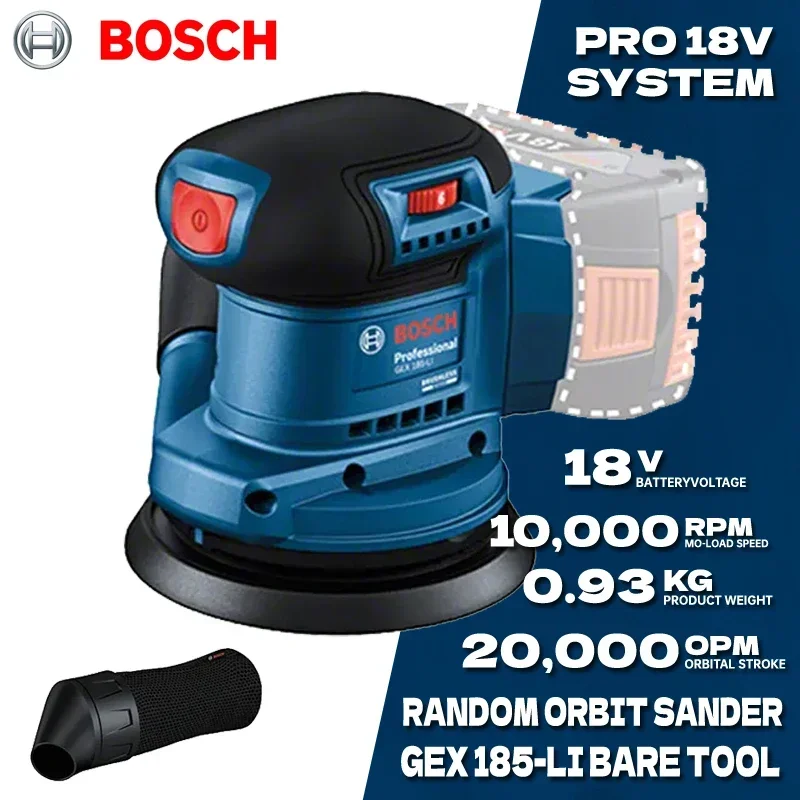 Bosch Gex 185-Li Levigatrice Orbitale Casuale 18V Lucidatrice Cordless Senza Spazzole Al Litio 125Mm Levigatrice Orbitale Bosch Power Tool Gex185-Li