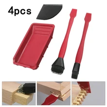 

4pcsWashfree SiliconeBrush Tool WoodworkingSoft GlueBrush12 Flat Scraper Tray Wood Gluing Urniture Paintbrush Brushing Tools