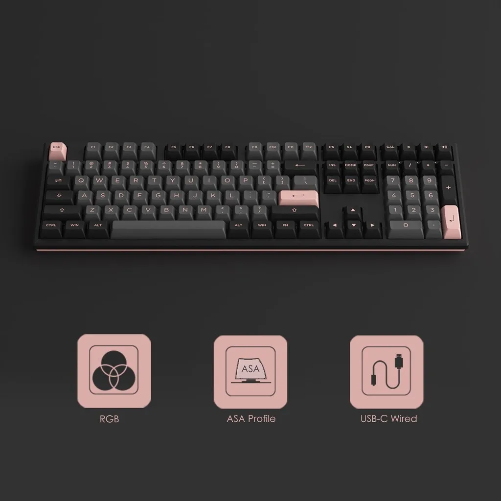 AKKO- MONSGEEK MG108   ӿ Ű, USB C Ÿ 108 Ű, ASA  PBT   Űĸ 