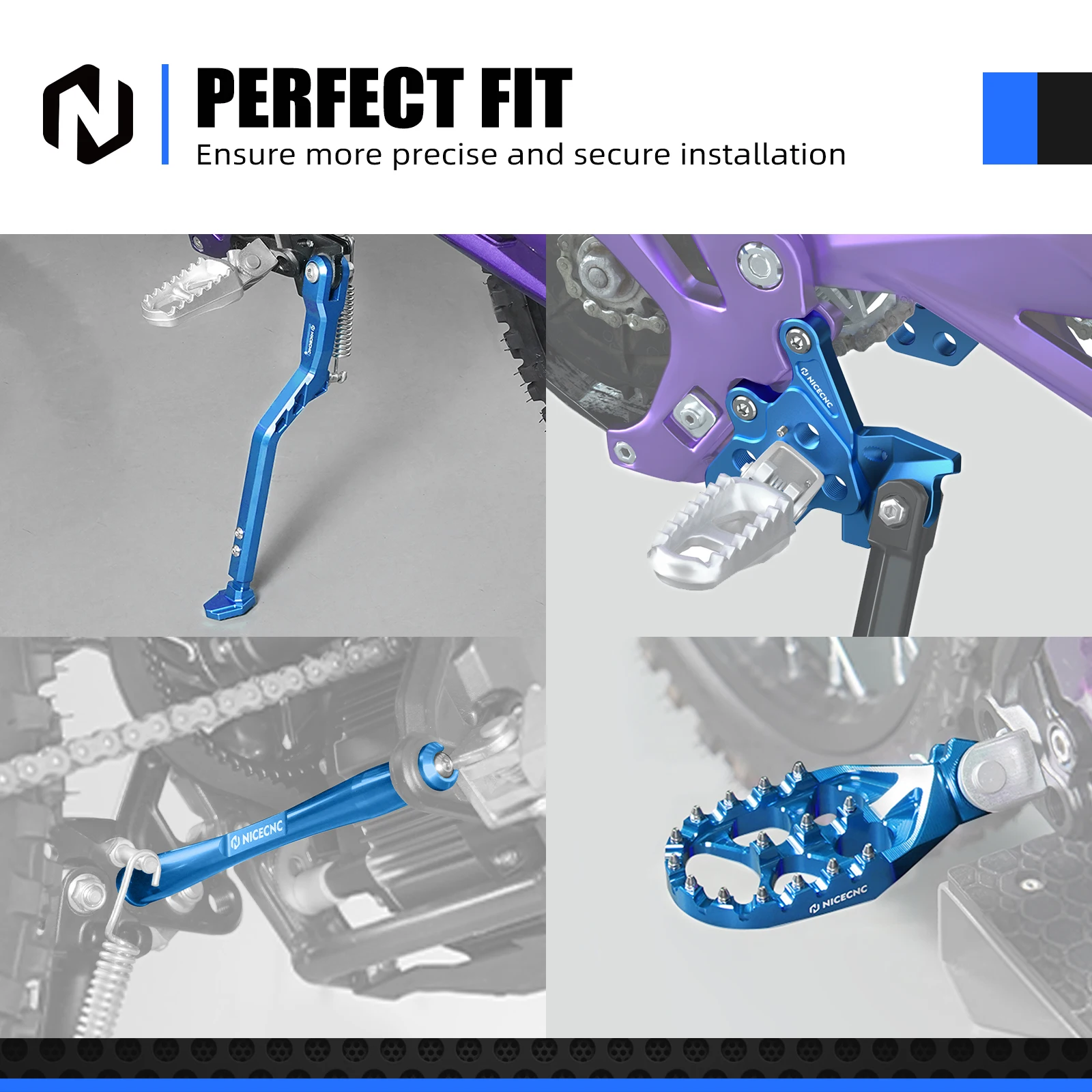 NICECNC Für Surron Light Bee X S Surron Ebike Fußrasten Peg Halterung Paket Fußstütze Pedal Unterstützung Klammer Fuß Side Kick Stand Kit – Detail 9
