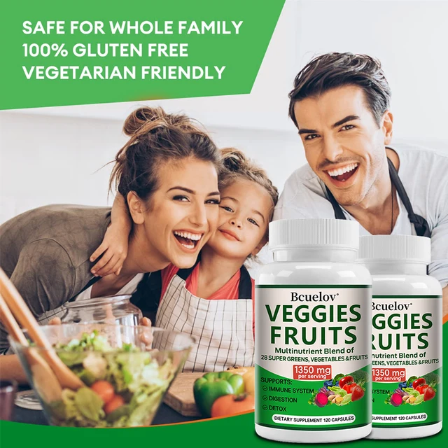 Bcuelov Vegetable and Fruit Supplement -1350 Mg - Supports Immune, Digestion, Detoxification - 120 Capsules 3