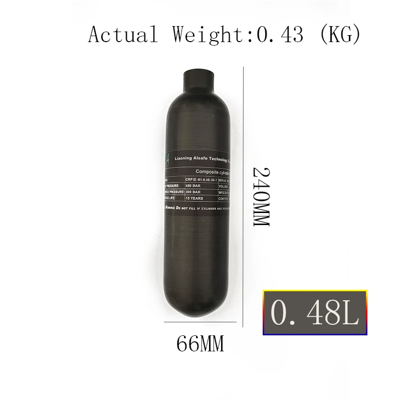 Alsafe 300Bar 30Mpa 4500Psi 0.48L 480cc цилиндр высокого давления из углеродного волокна HPA регулятор клапана бака M18 * 1,5