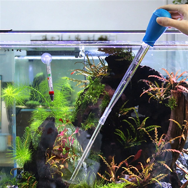 1Pc Aquarium Handheld Siphon with Filter Home Shop Fish Tank Water