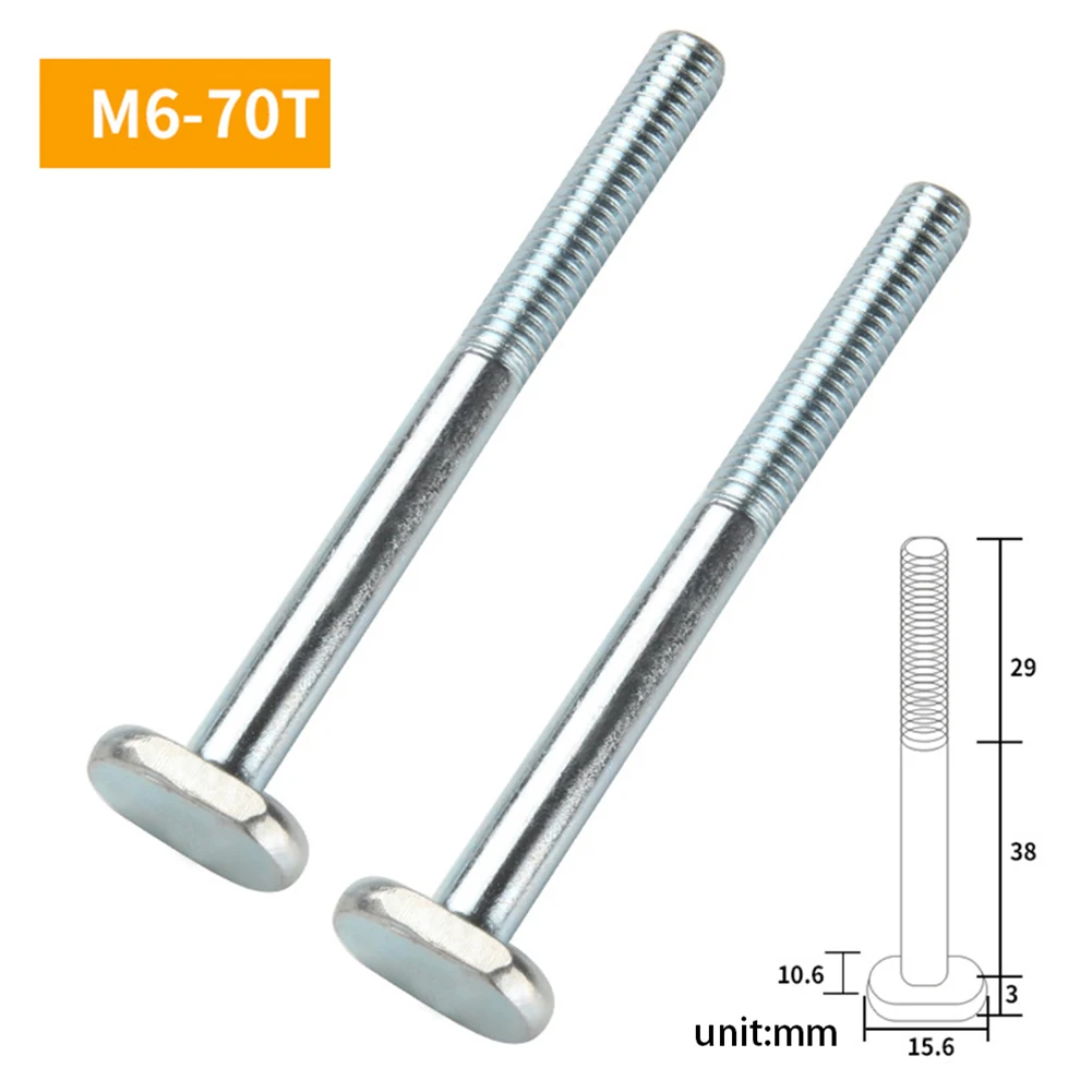2Set M6 T-Track Bolts Knobs T Slot Bolts Knobs Clamps With Screw Nut for T-track Woodworking Jigs Fixtures Accessories