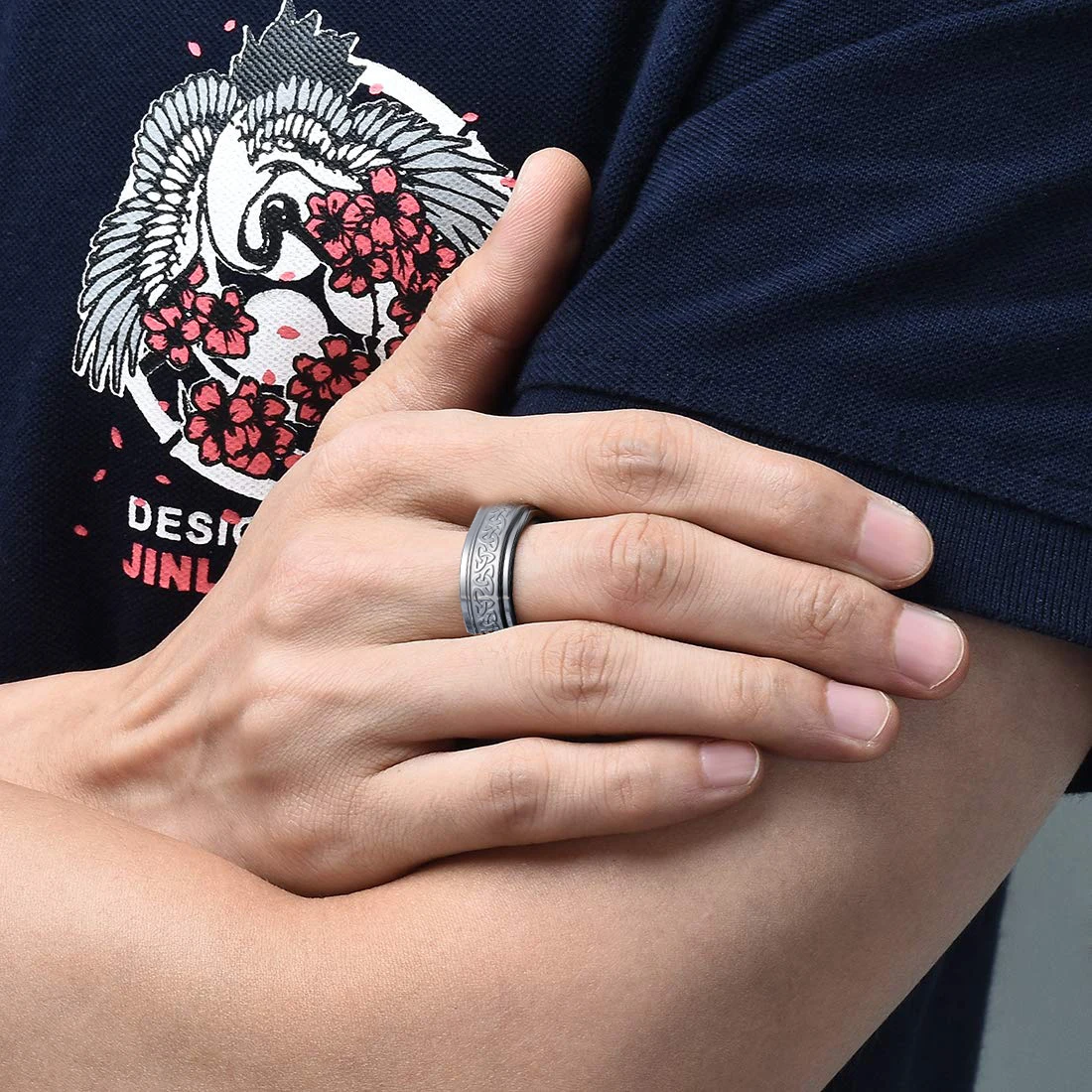 Anello Elastico Con Cornetto Smaltato Viola In Acciaio Inox - Foto 11