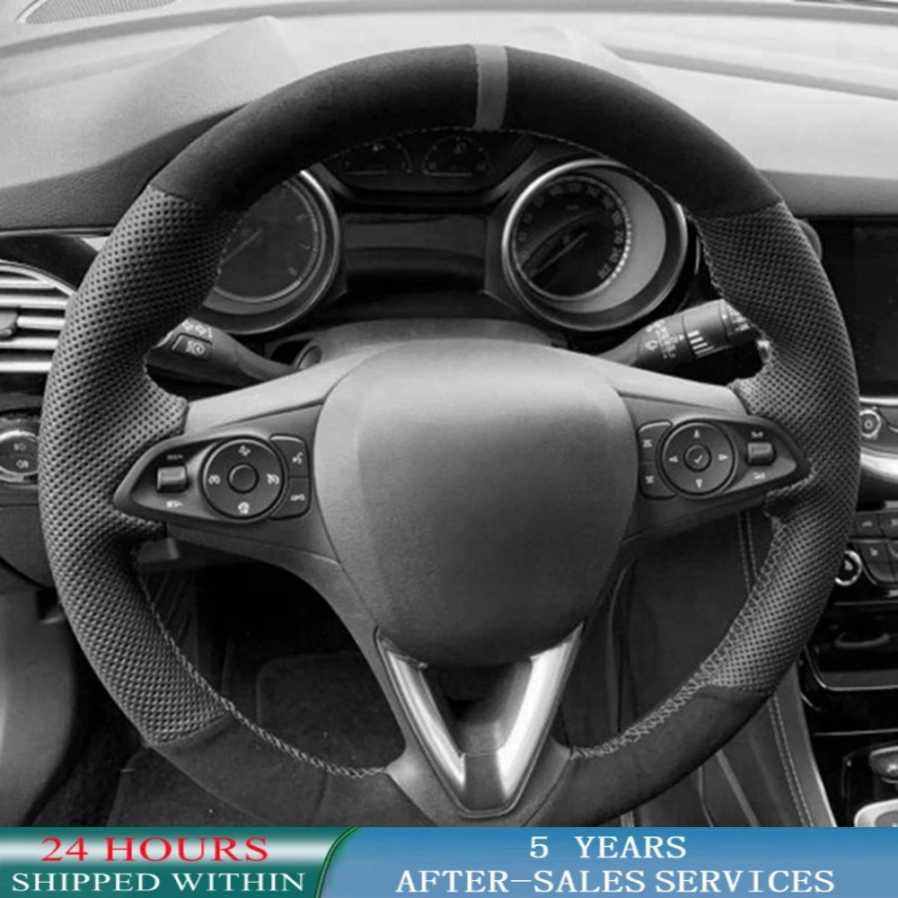 Maßgeschneiderte Auto-Lenkradabdeckung, geflochten, rutschfest, Wildleder, für Opel Astra K Corsa E Karl Crossland X Grandland Insignia Zafira