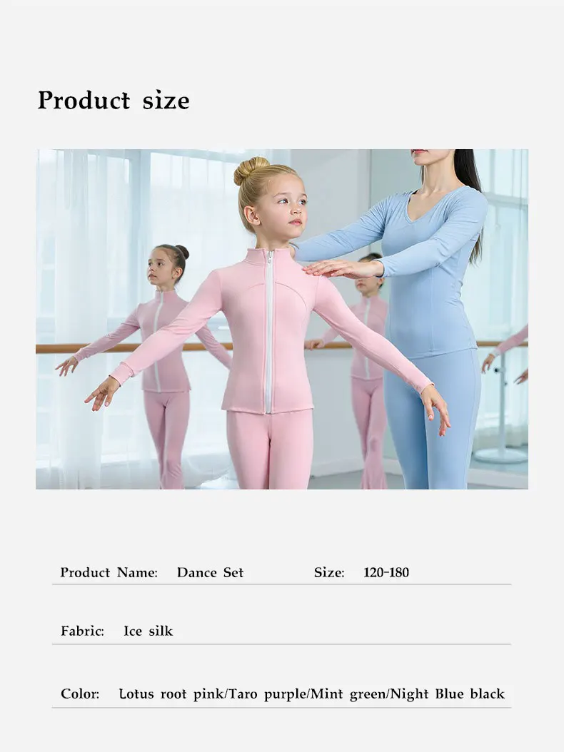 Tanz-Übungsoutfit für Kinder für Kunststudenten, schlankmachender Sportanzug mit Faltenhose, Laufanzug mit Reißverschluss – Detail 10