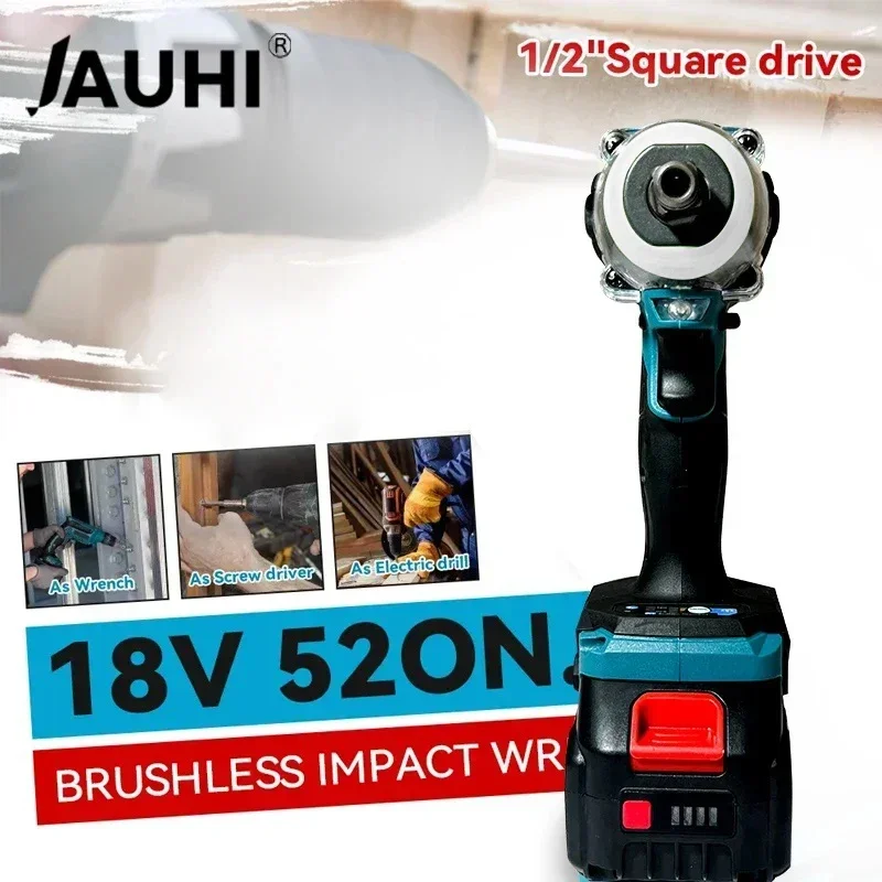 High-Torque Brushless Cordless Electric Impact Wrench - 1/2 Inch Power Tool