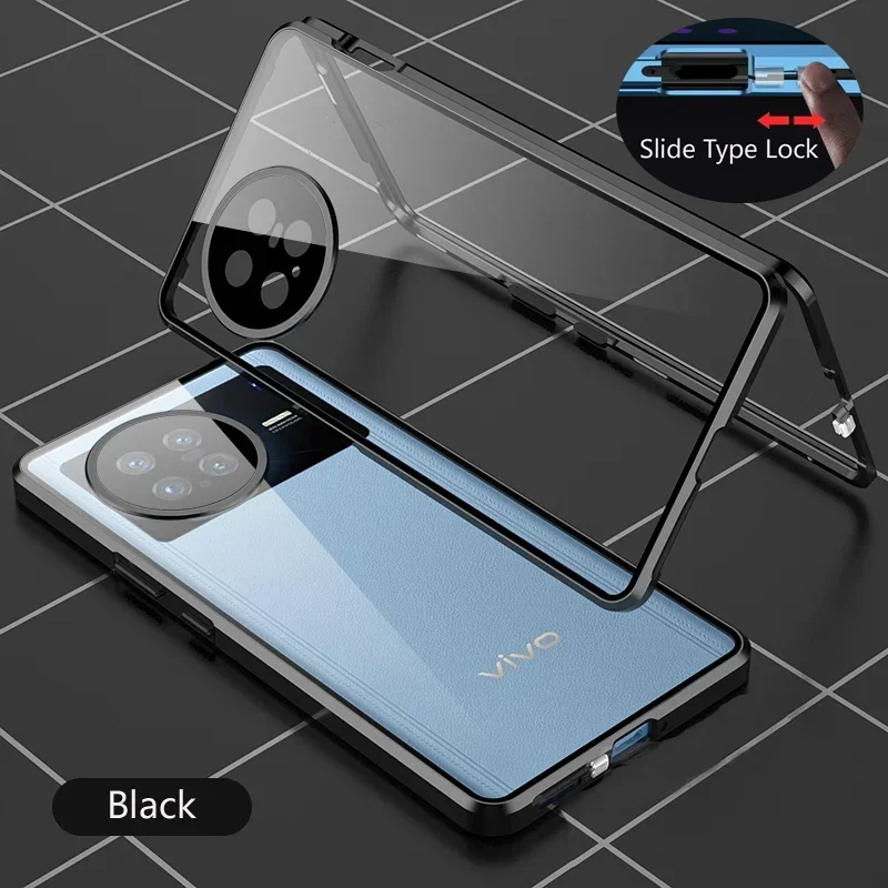 360° Protection Magnetic Metal-Glass Case with Double-Sided Adsorption