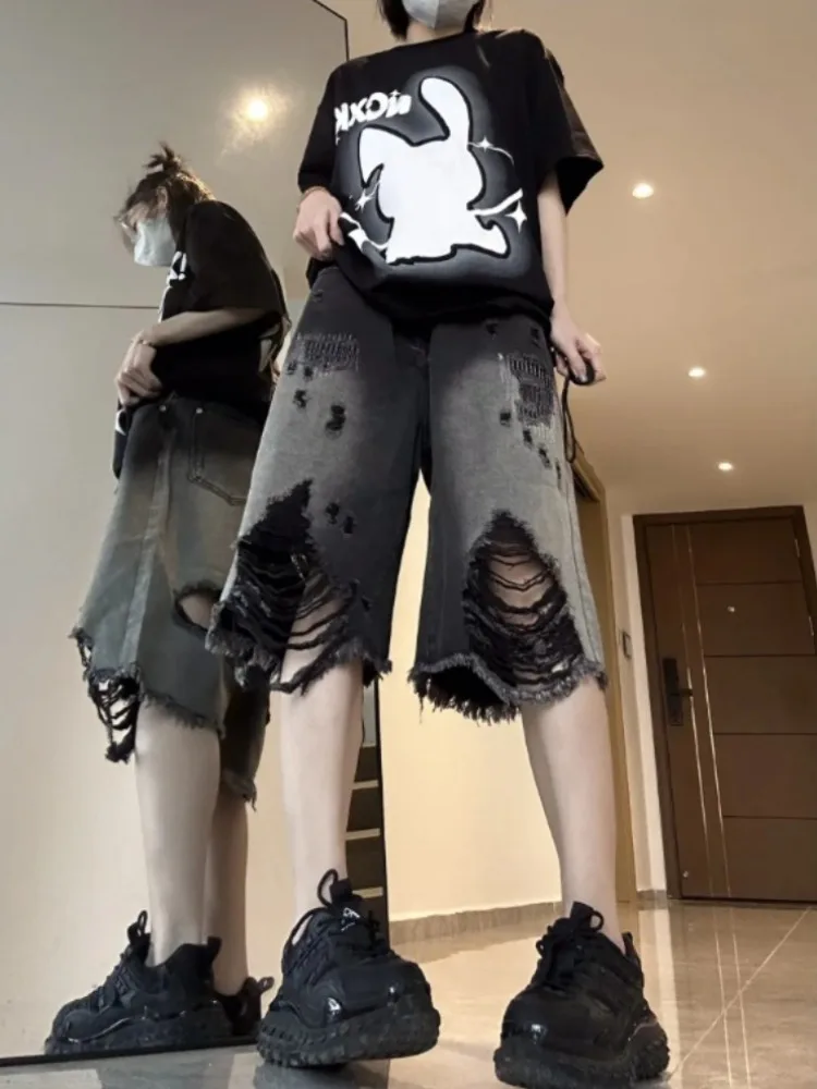 Vintage Black Denim Shorts 1