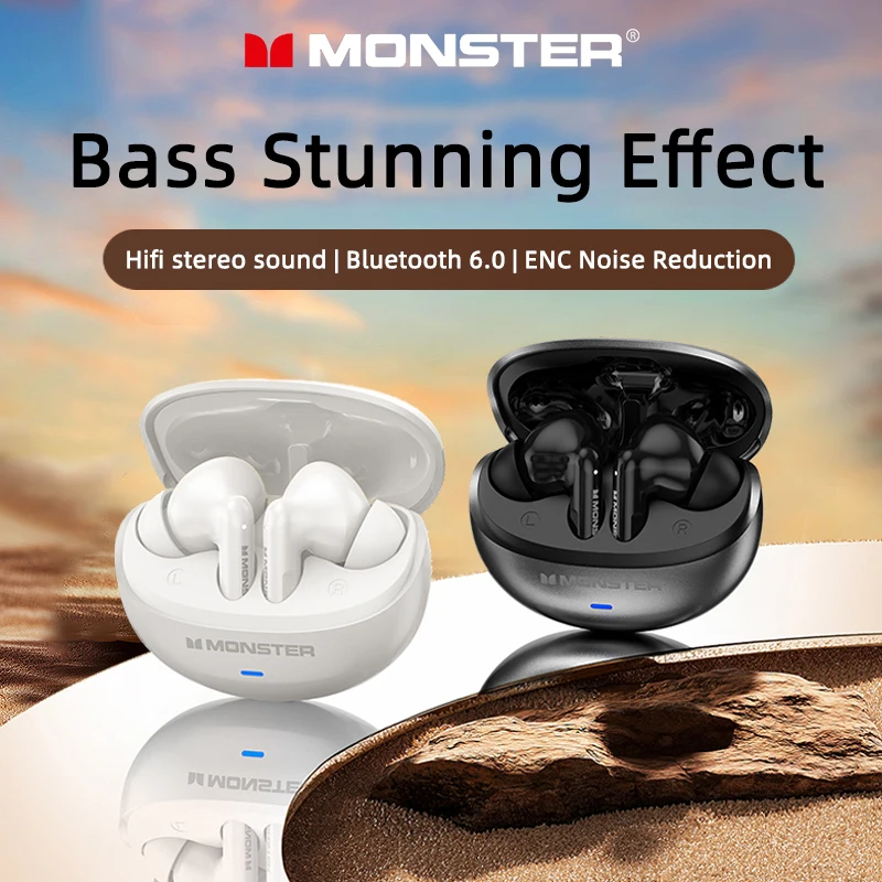 3/5/10pcs Monster Mqt39 Earphones Wireless Bluetooth 6 0 Earbuds Tws Hifi Stereo Noise Reduction Headset Gamer Sports Headphones, Alina Gadgets