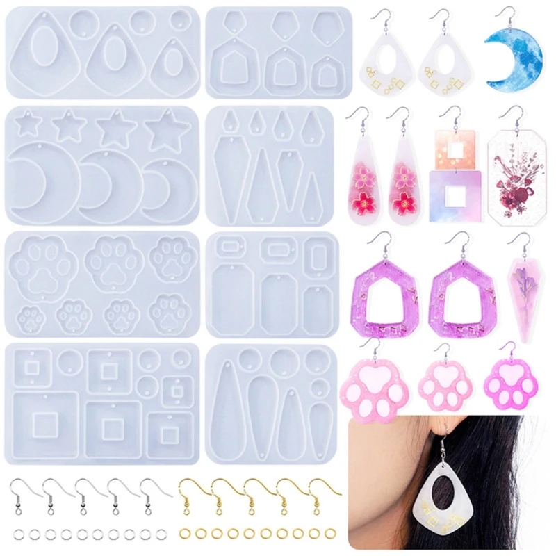 Pendant Moulds DIY Earrings Molds Clay Moulds Jewelry Making Tools Silicone Material Ear Hook for Hand Making Pendants Dropship