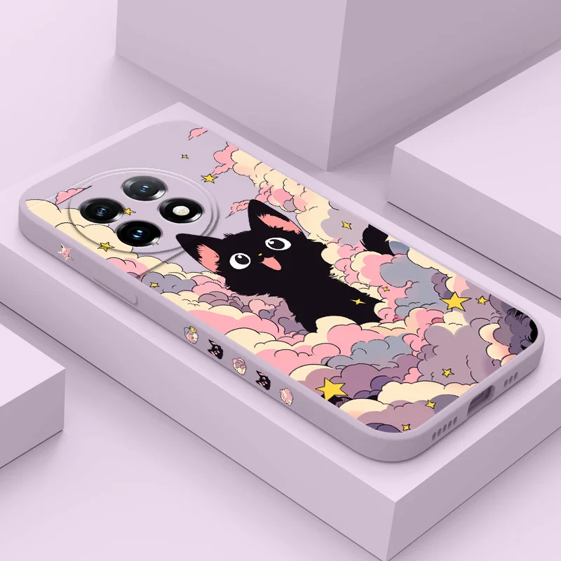 Cloud Colorful Cat Liquid Silicone Phone Case