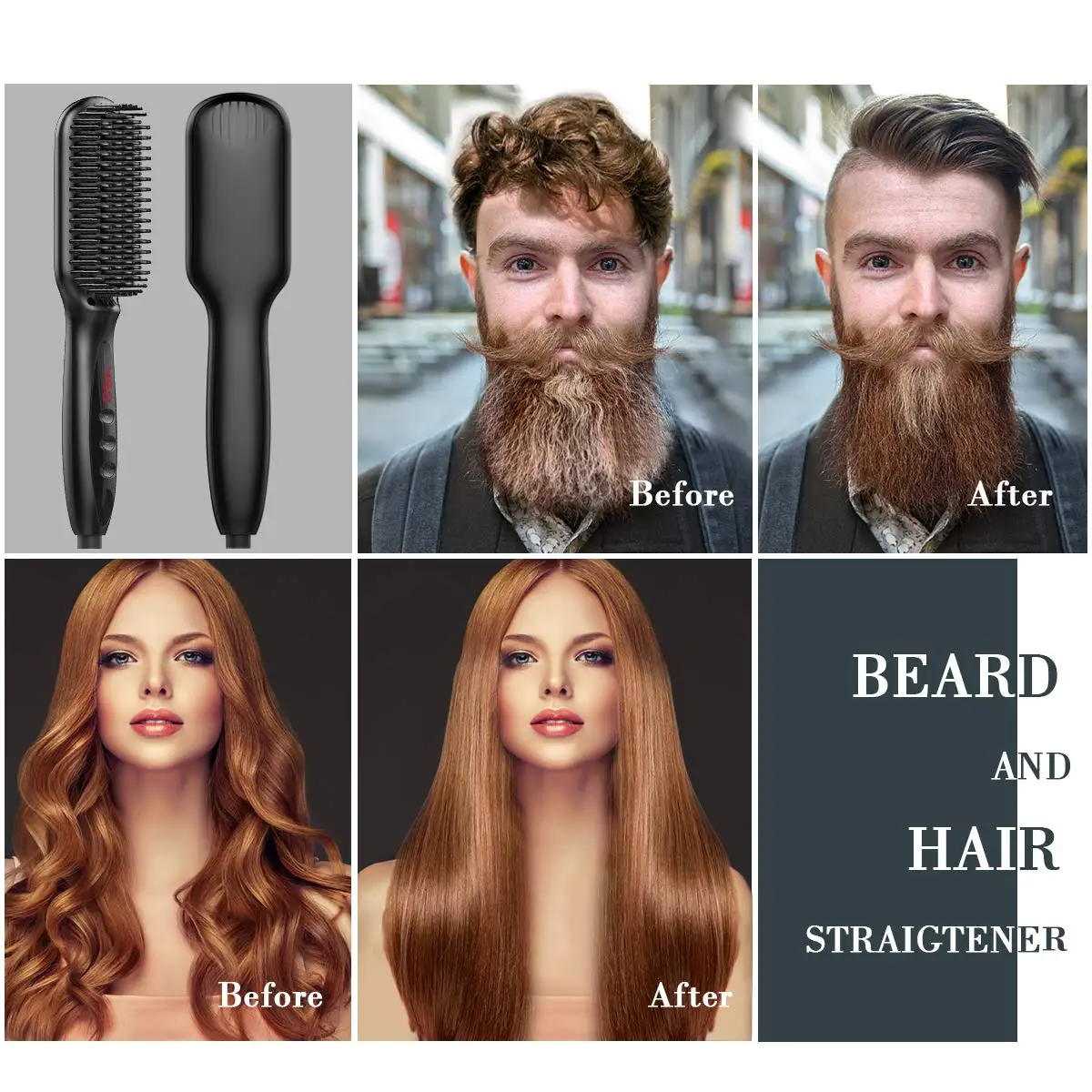 Hair Straightener Electric Hair Brushes Heating Comb 2 In 1 Hair Straightening Hair Curler Curling Iron Stying Tool 6