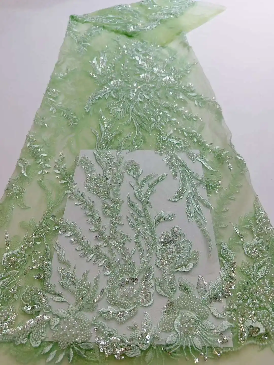 

Super Pretty Beads Sequins Embroidery French Tulle Net /African Sequin Lace Fabric For Evening Dresses Weddings Party Design