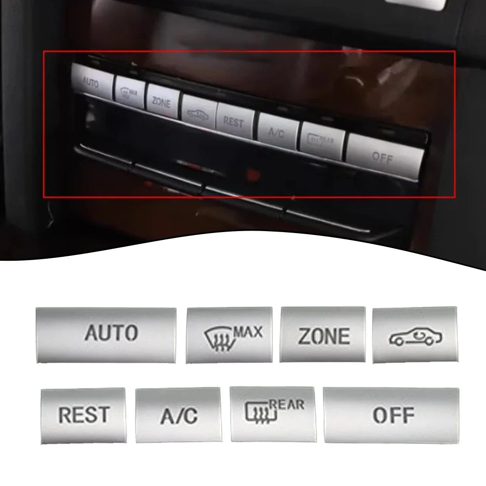 

8pcs Console AC Buttons Cover Trim For Mercedes E Class W212 C207 2009-2015 Silver Metal Stickers Car Interior Accessories