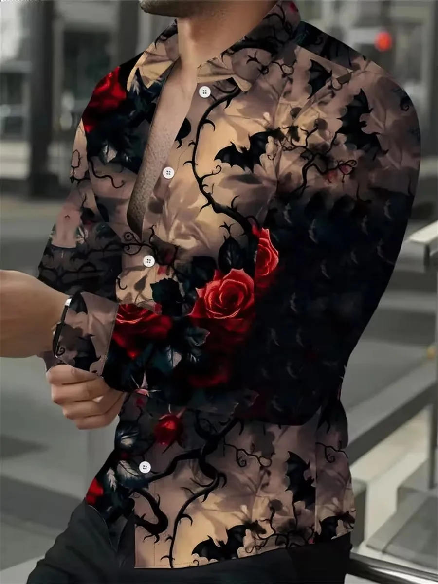 قميص رجالي بأكمام طويلة بتصميم خطوط هندسية باللونين الأسود والذهبي، كارديجان أنيق وعصري من قماش مريح.