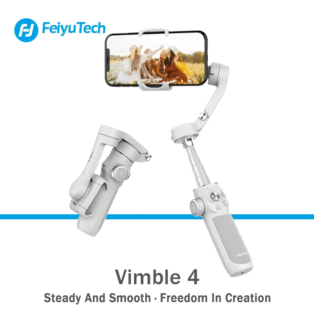 

FeiyuTech VB4 Phone Gimbal Stabilizer Face Tracking 3-Axis Gimbal Built-in Selfie Stick Focus Knob Portable for iPhone15 Pro