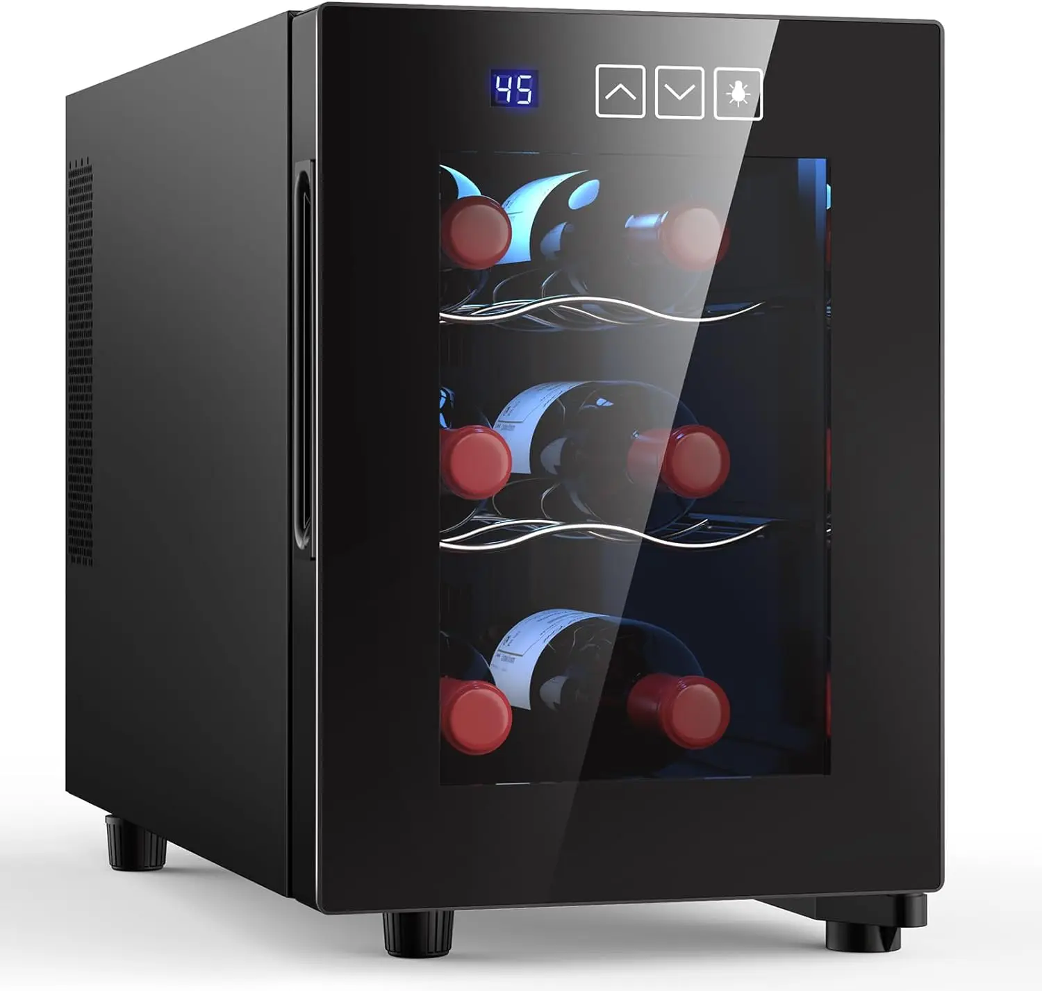 6 Bottle Wine Cooler Freestanding Small Wine Fridge Digital Temperature Control Thermoelectric Countertop Cooler 16L