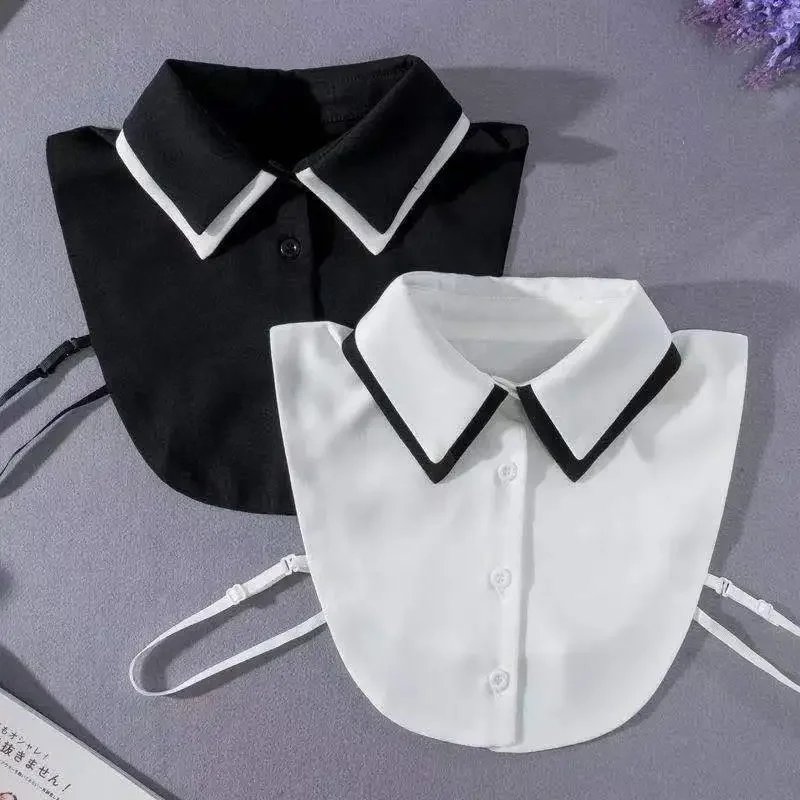 2024 Anti Wrinkle Double-Layer Fake Collar For Shirt Detachable Collars Solid Shirt Lapel Blouse Top Women White Girls Clothes