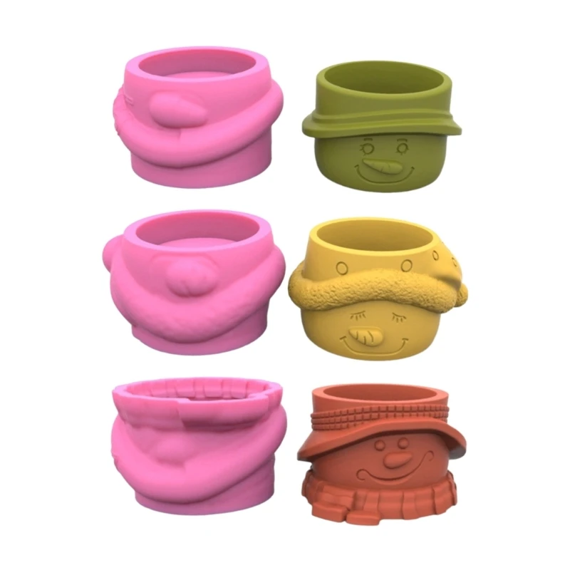 

Y1UB 3pcs Snowman Pen Holder Mold Flower Pot Succulent Planter Mold DIY Craft Tool