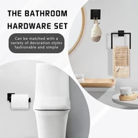 ชุดอุปกรณ์ฮาร์ดแวร์ห้องน้ำ 4 ชิ้น ได้แก่ ห่วงแขวนผ้าเช็ดตัว ที่ใส่กระดาษ ตะขอแขวนผ้า และราวแขวนผ้าติดผนัง (สีดำ) 5