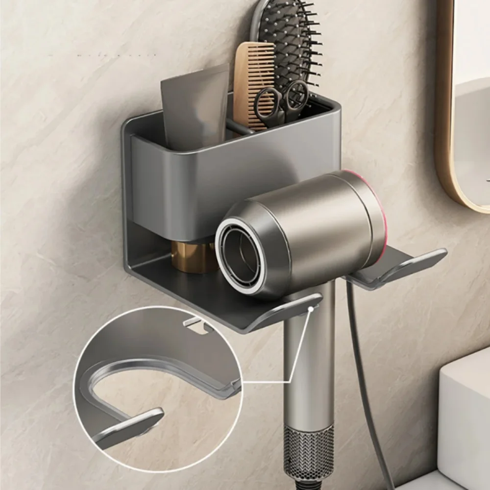 Wall Mounted Hair Dryer Holder For Dyson Bathroom Shelf Without Drilling Plastic Hair Dryer Stand Hanging Bathroom Organizer hair dryer holder