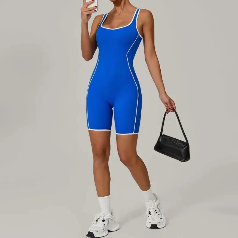 رومبير يوجا نسائي جديد بدون خياطة - موضة مفتوحة الظهر بألوان متباينة للنحت ورفع المؤخرة للجري والتمارين الرياضية