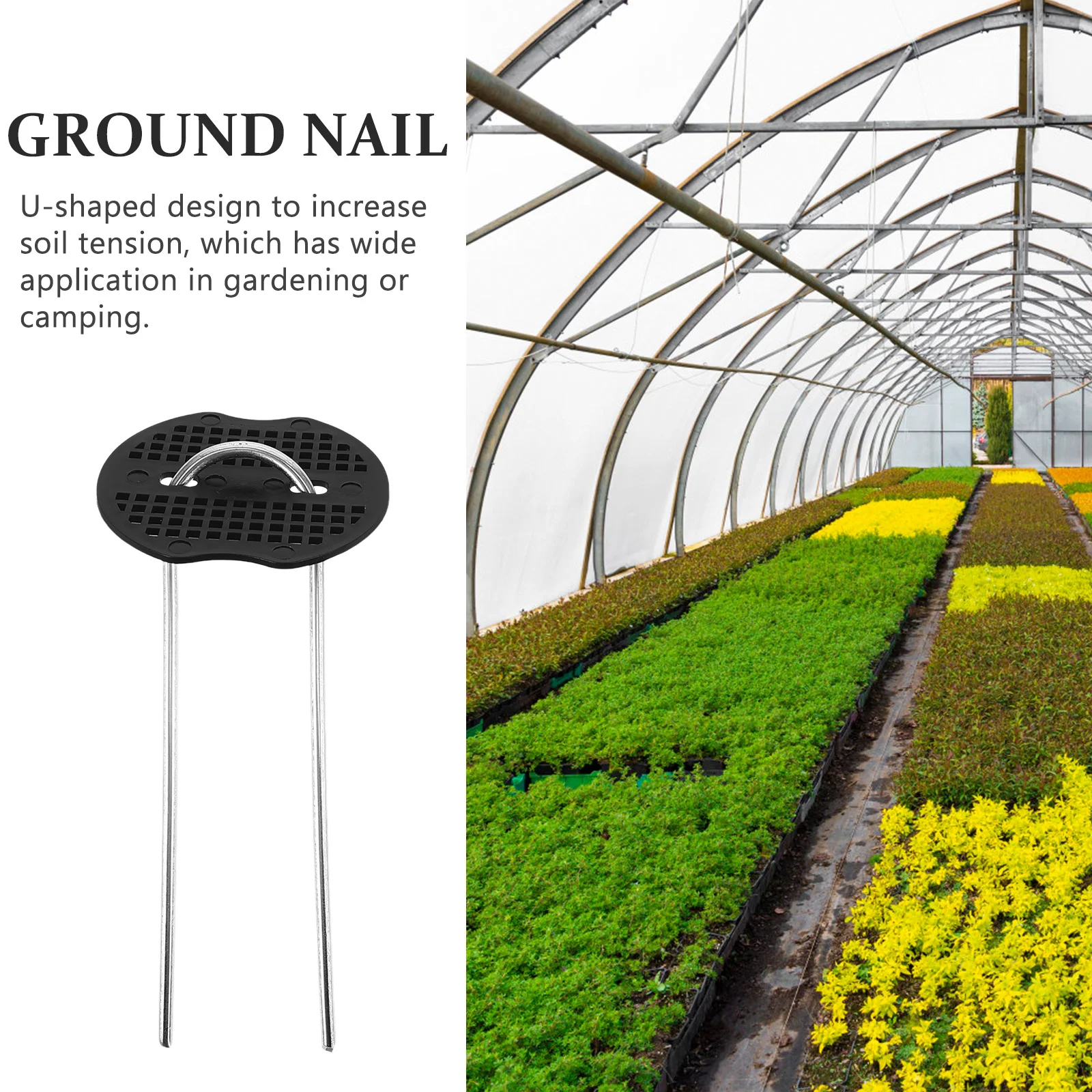 50 Sets Floor Nails Lawn Fastening Insect Net DIY Ground U-shaped Pegs Black Garden Stakes Camping Tents