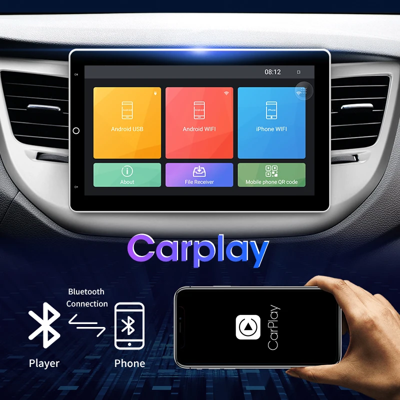 Srnubi Radio Multimedia Universal para Auto con Android Carplay de 10 Pulgadas, Reproductor 2Din con Pantalla IPS, Estéreo para Auto, Navegación GPS 4G, DSP, Pantalla Dividida, Unidad Principal 5