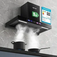Household kitchen Top suction range hood.  large suction T-type range hood. Automatic cleaning. European style. 2