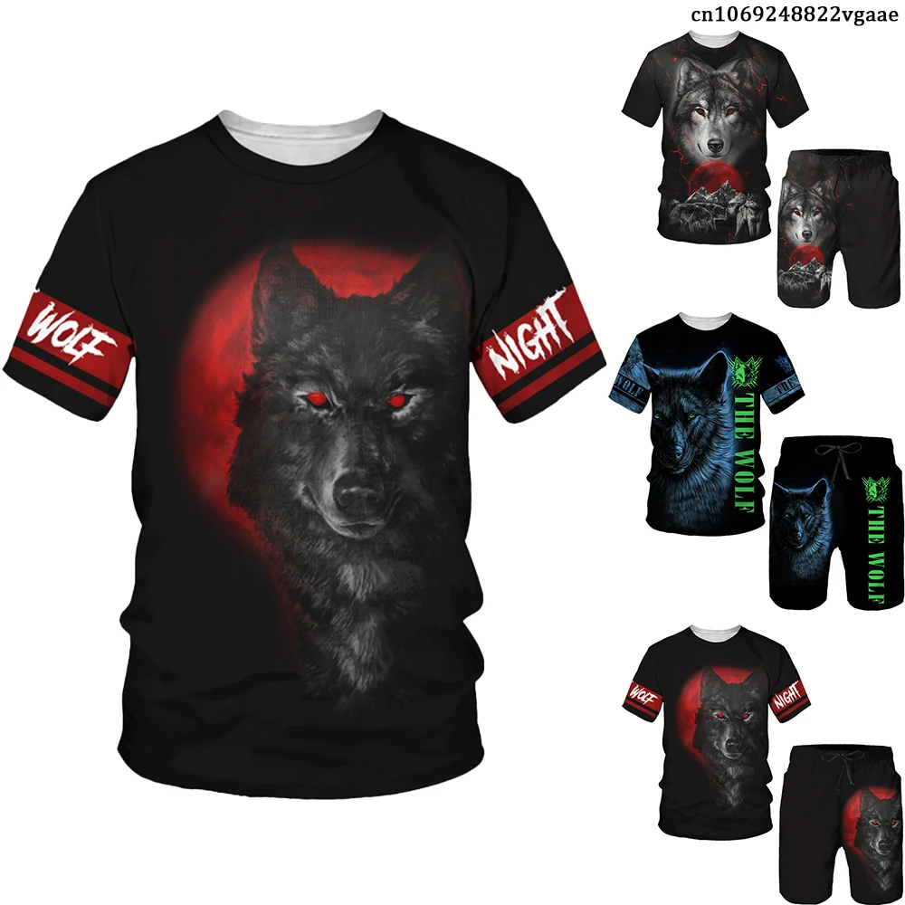 Wolf Tracksuit Set Wolf Totem T Shirt Shorts 3D Print Clothes For Men Outfits