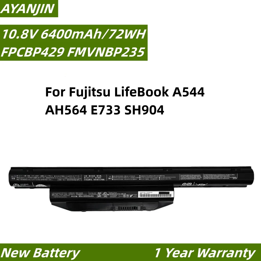 Bateria Fpcbp429 para Lifebook Alpha 6400mah A544 Ah564 E733 Sh904 Ffpcbp426 Fpcbp404 Fpcbp416 Fpcbp434 Fpcbp405 10.8v 72wh