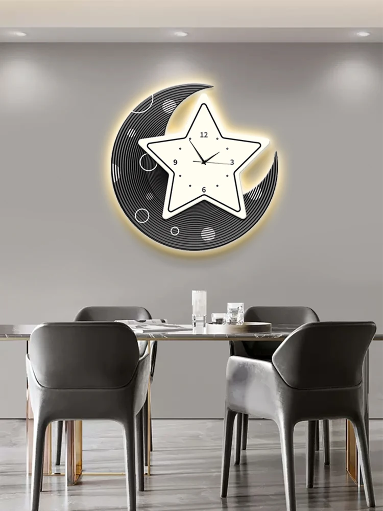 

Simple restaurant wall clock new clock led light painting living room clock hanging painting creative household hanging watch
