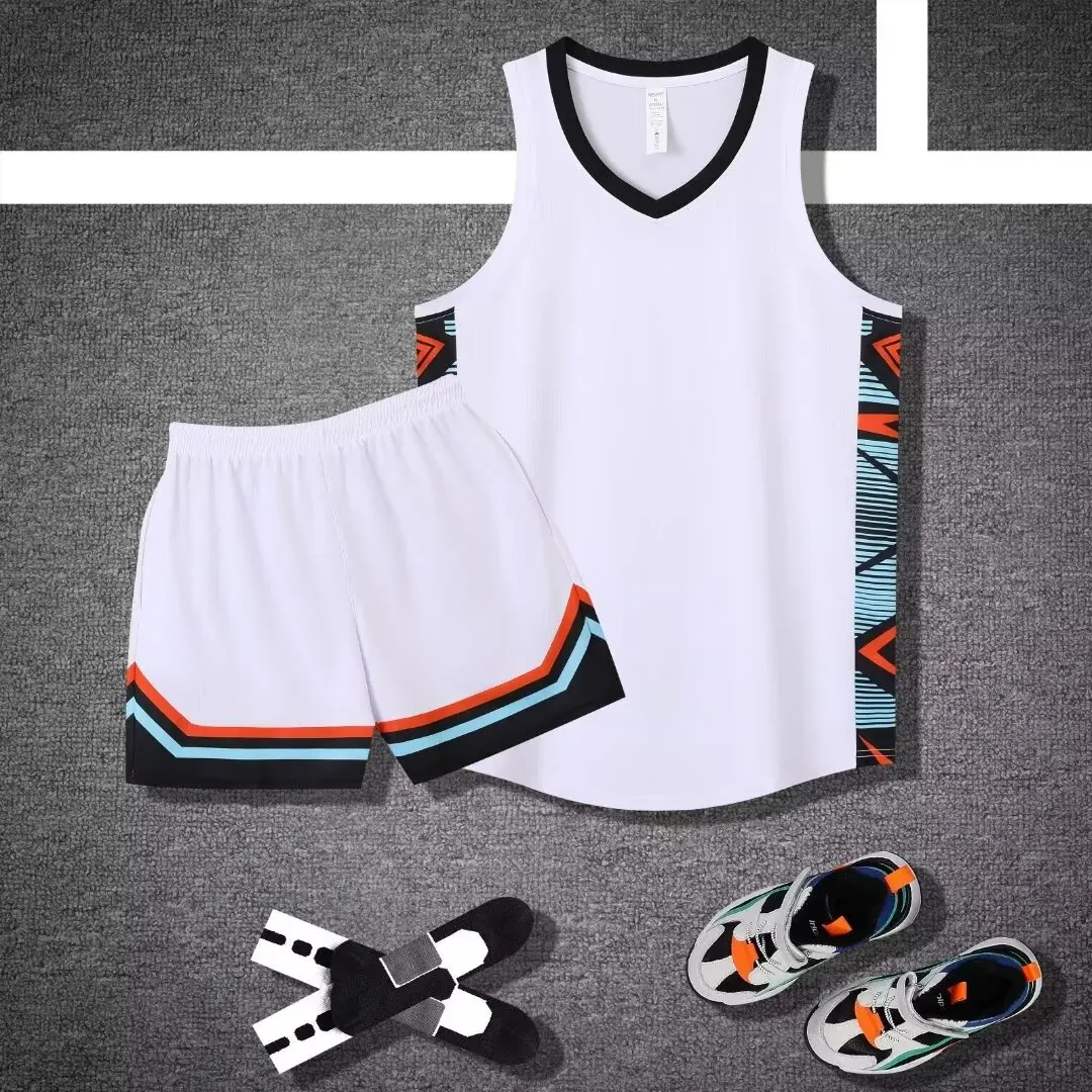 24 25 Men's and Kids Sports Kit Basketball Jerseys Short sleeve uniform training Vest and shorts 1024 kids sports suit men sports suit