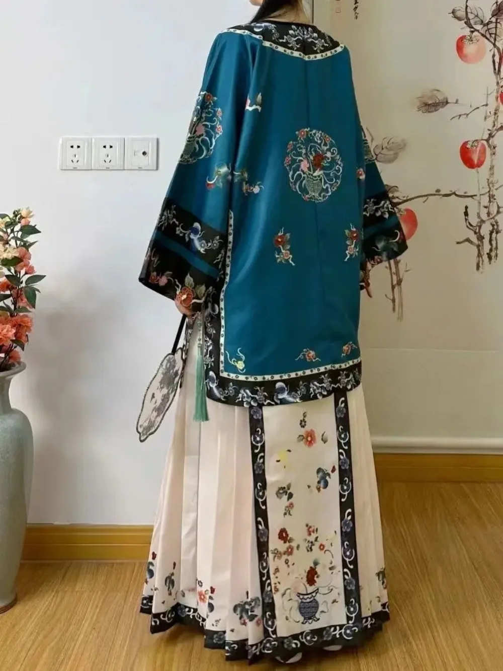 女性のための中国の馬のスカート,伝統的な服,漢服,清王朝,2個セット