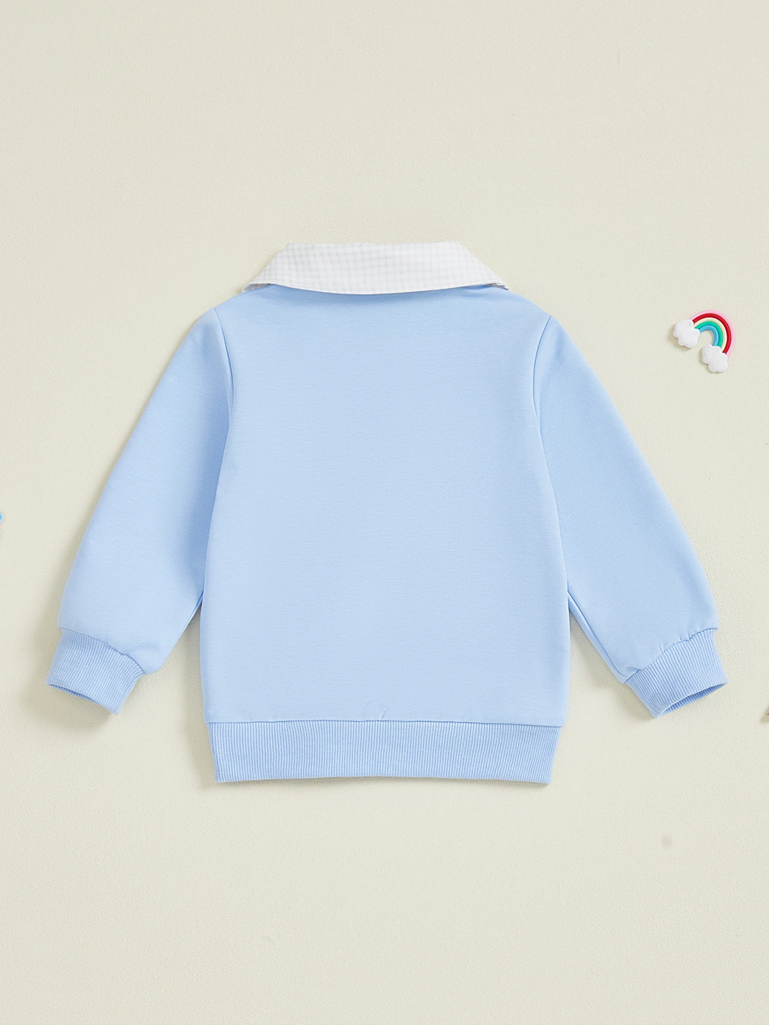 Infant Boy s Plaid Half Zip Up Sweatshirt with Dinosaur Embroidery and Turn Down Collar for Fall Season Comfort