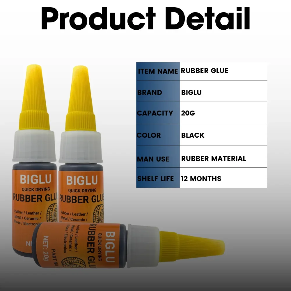 20g Instant Tire Repair Black Glue Liquid Strong Rubber Wear-resistant Non-corrosive Adhesive Instant Bond Leather 6