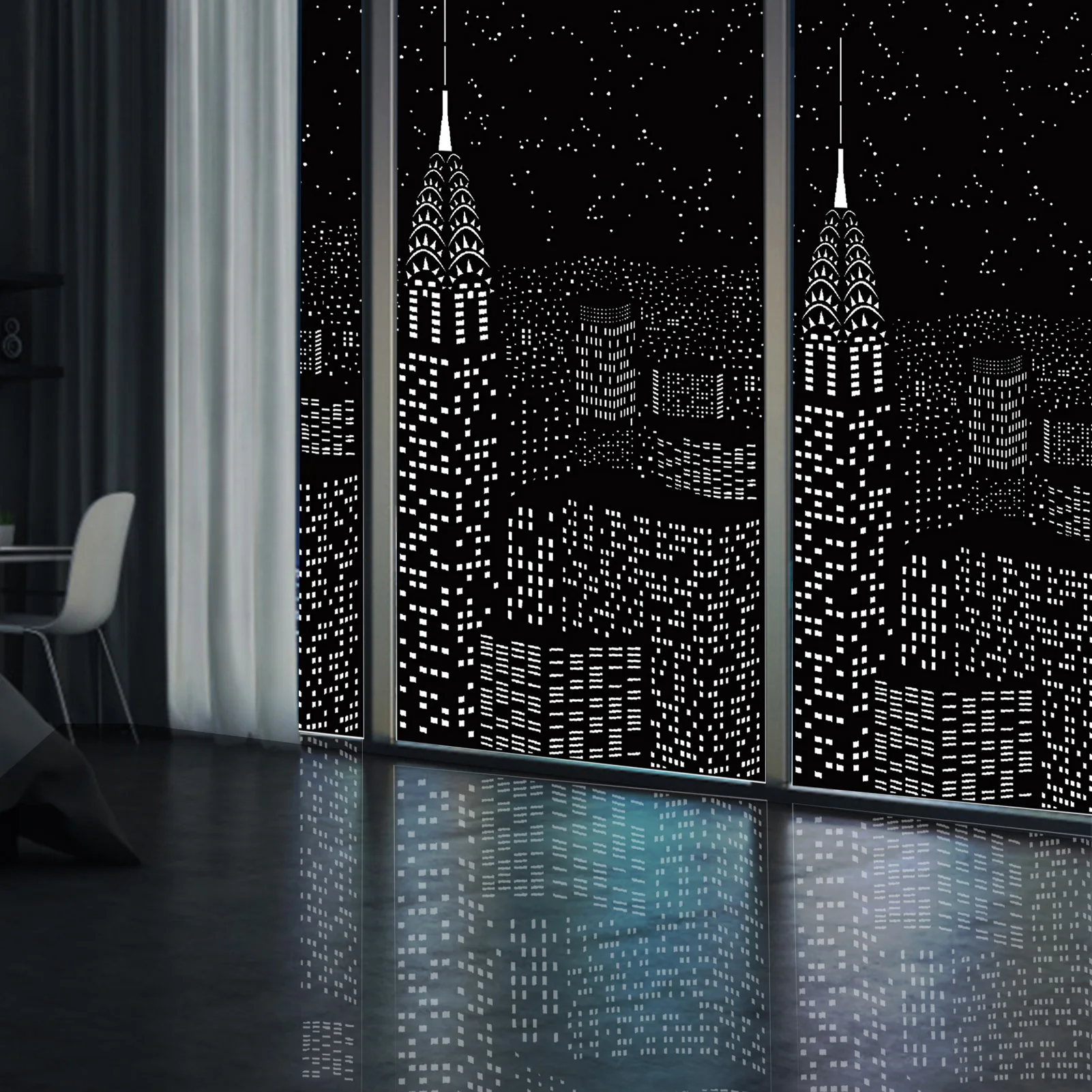 Blackout Curtains Shades City Hollow Curtain Cloth With Holes Hollow